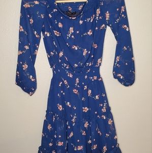 Blue over the shoulder dress
